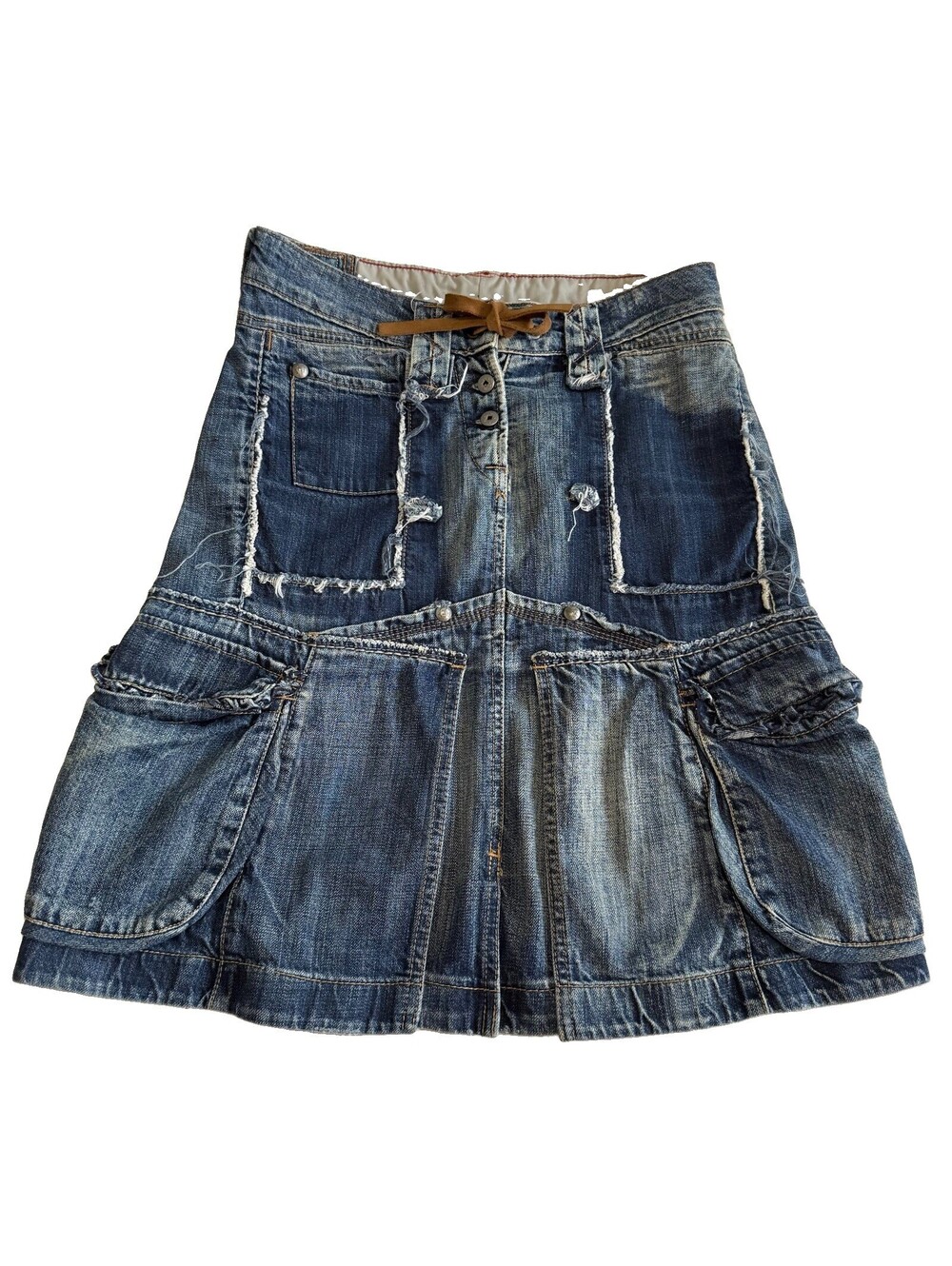 Vintage Y2K Marithe Francois Girbaud Distressed Denim Skirt Size 30